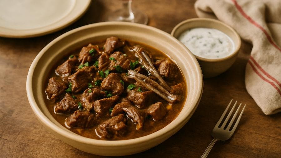 Lamb and Anchovy Tagine with Yogurt Sauce