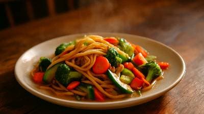 Vegetable Stir-Fry with Noodles - Zhang's Quick Meal