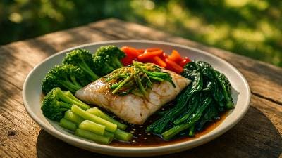 Steamed Fish with Vegetables Grandma Liu