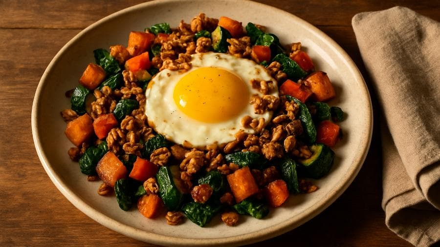 Vegetable and Granola Breakfast Hash