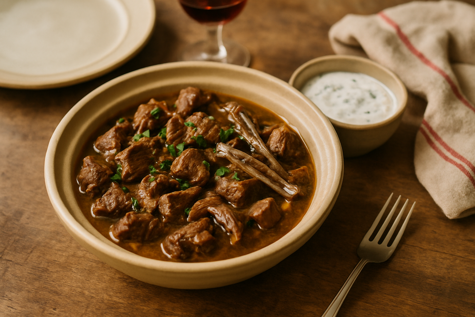 Lamb and Anchovy Tagine with Yogurt Sauce