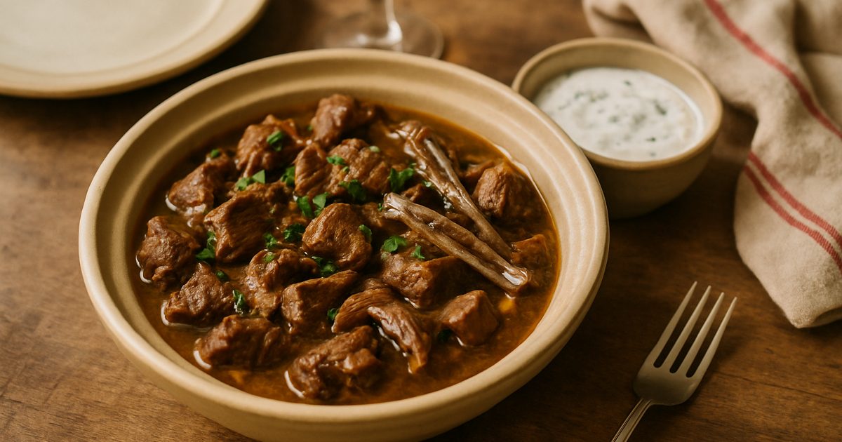 Lamb and Anchovy Tagine with Yogurt Sauce